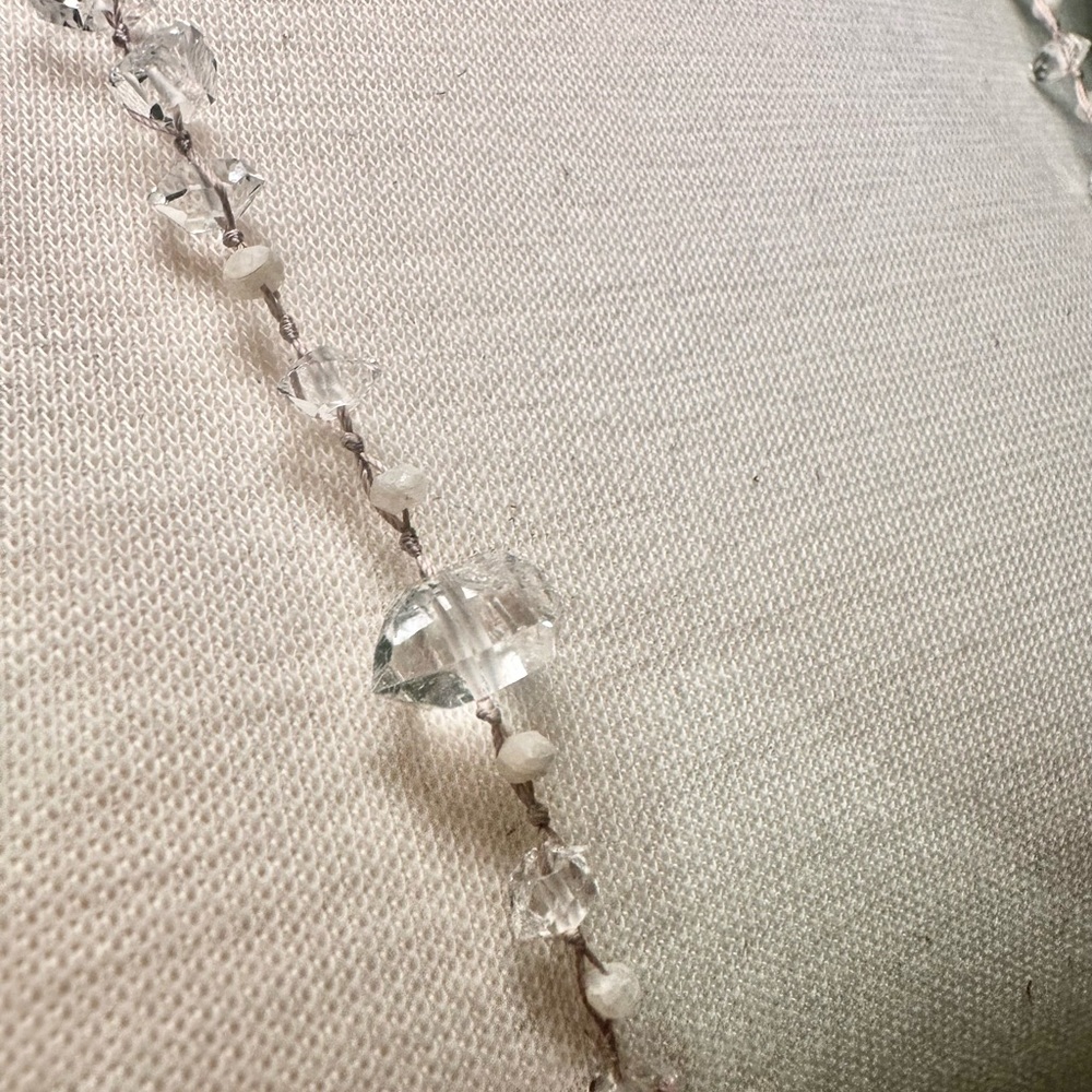 Raw Herkimer Diamond Quartz Bead Necklace - Picture 3 of 4